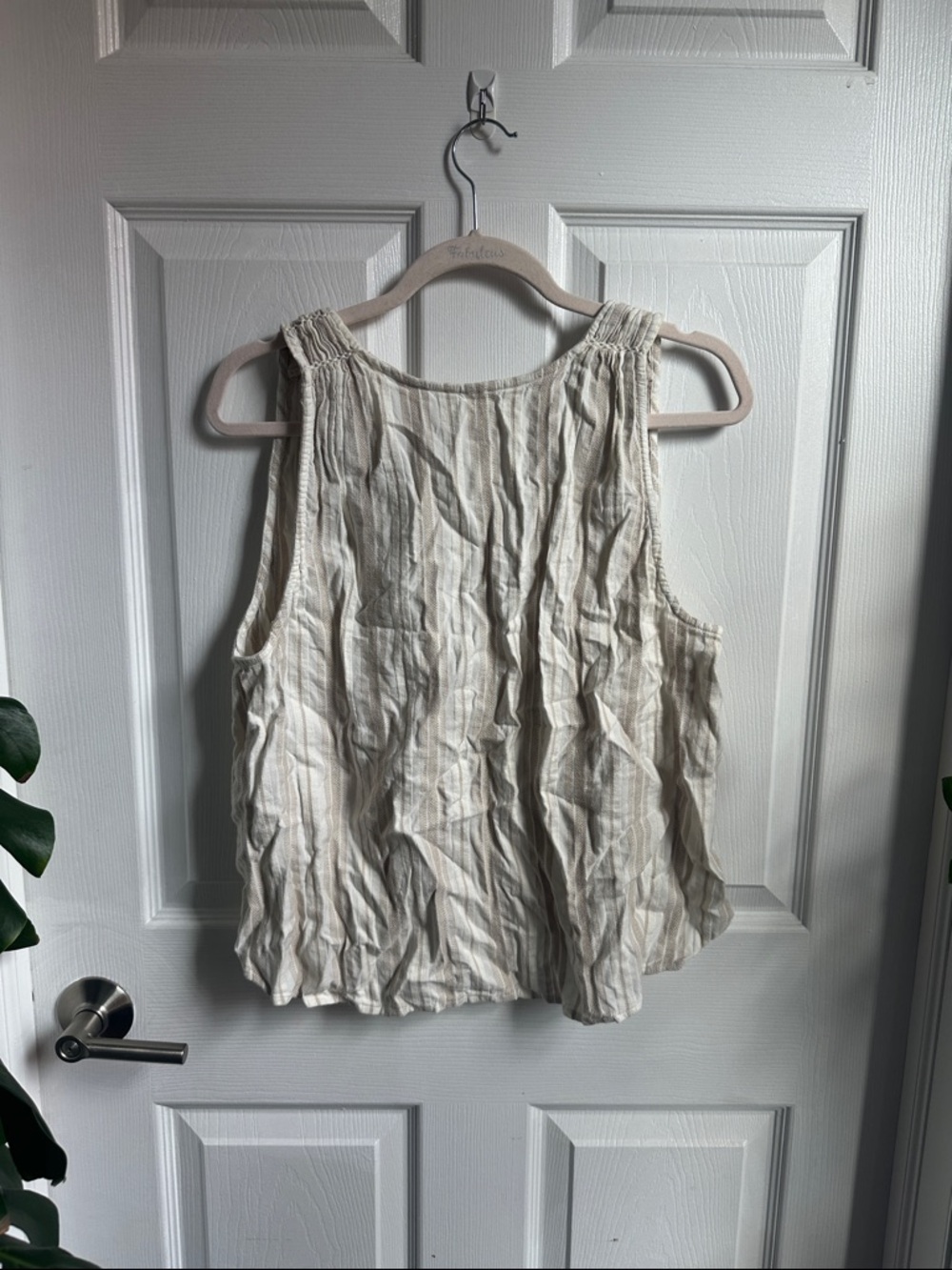 FreePeople cream and white reversible tie top size small
